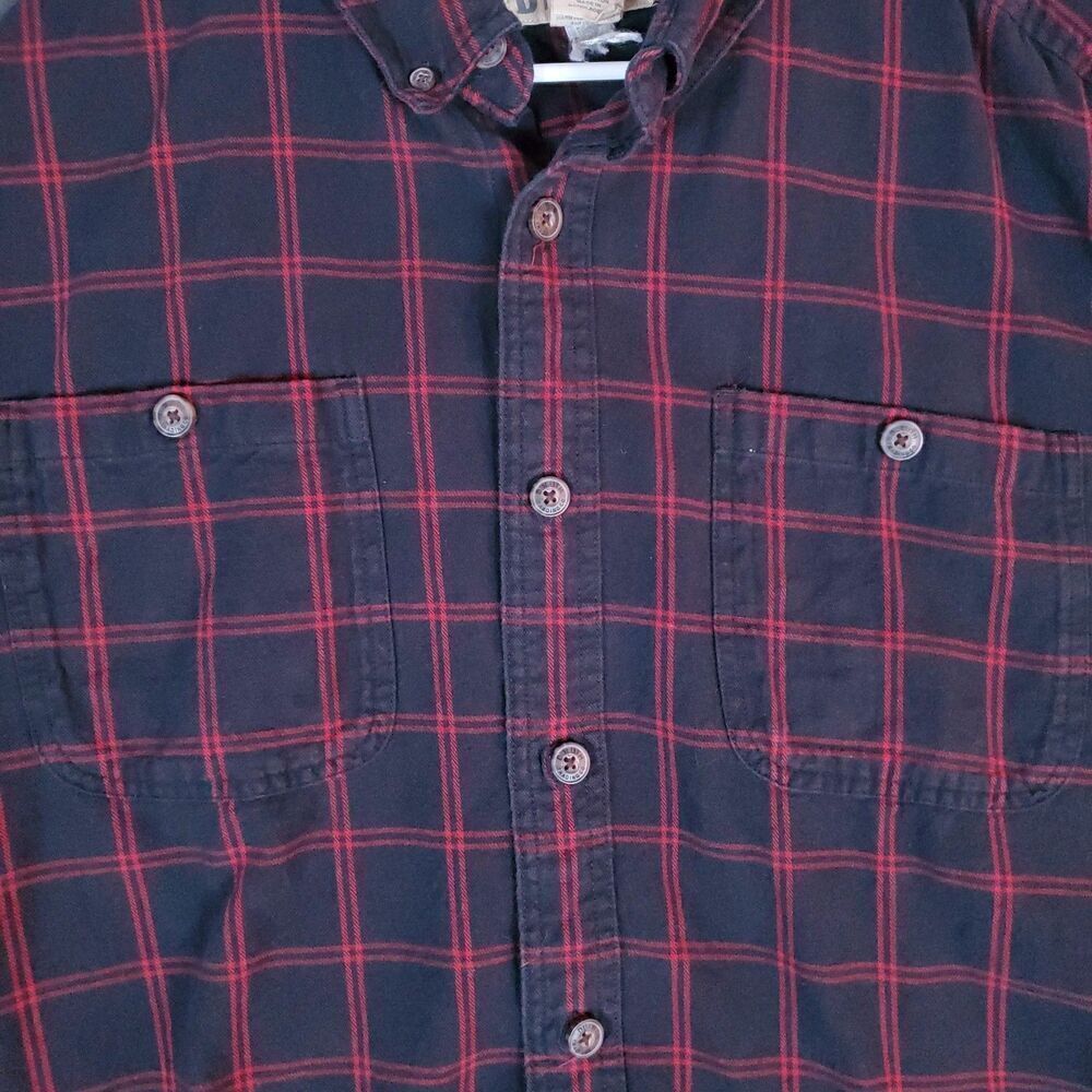 Duluth Trading Shirt Mens XL Black Red Plaid Flannel Heavy Shacket Pocket - Picture 8 of 14